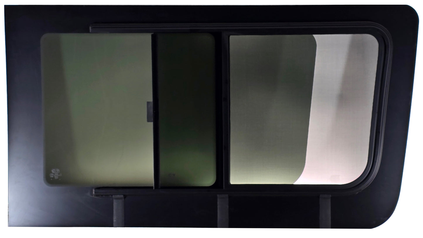 VWD SL101-SE — Driver Side Forward Slider Window for Mercedes Sprinter (2007-Present) With Integrated Fly Screen