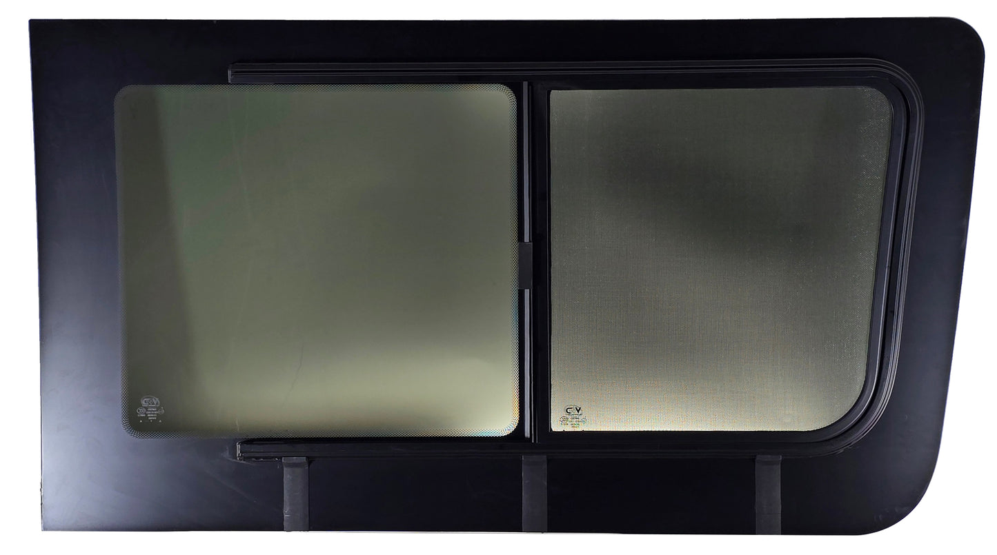 VWD SL101-SE — Driver Side Forward Slider Window for Mercedes Sprinter (2007-Present) With Integrated Fly Screen