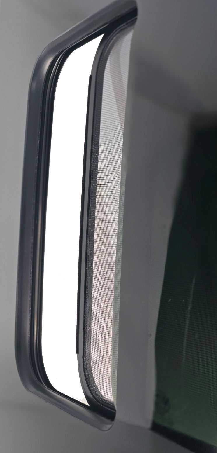 VWD SR119-SE - Mercedes Sprinter Passenger Side Rear Cargo Door Sliding Window (2019-2025)with Integrated Fly Screen