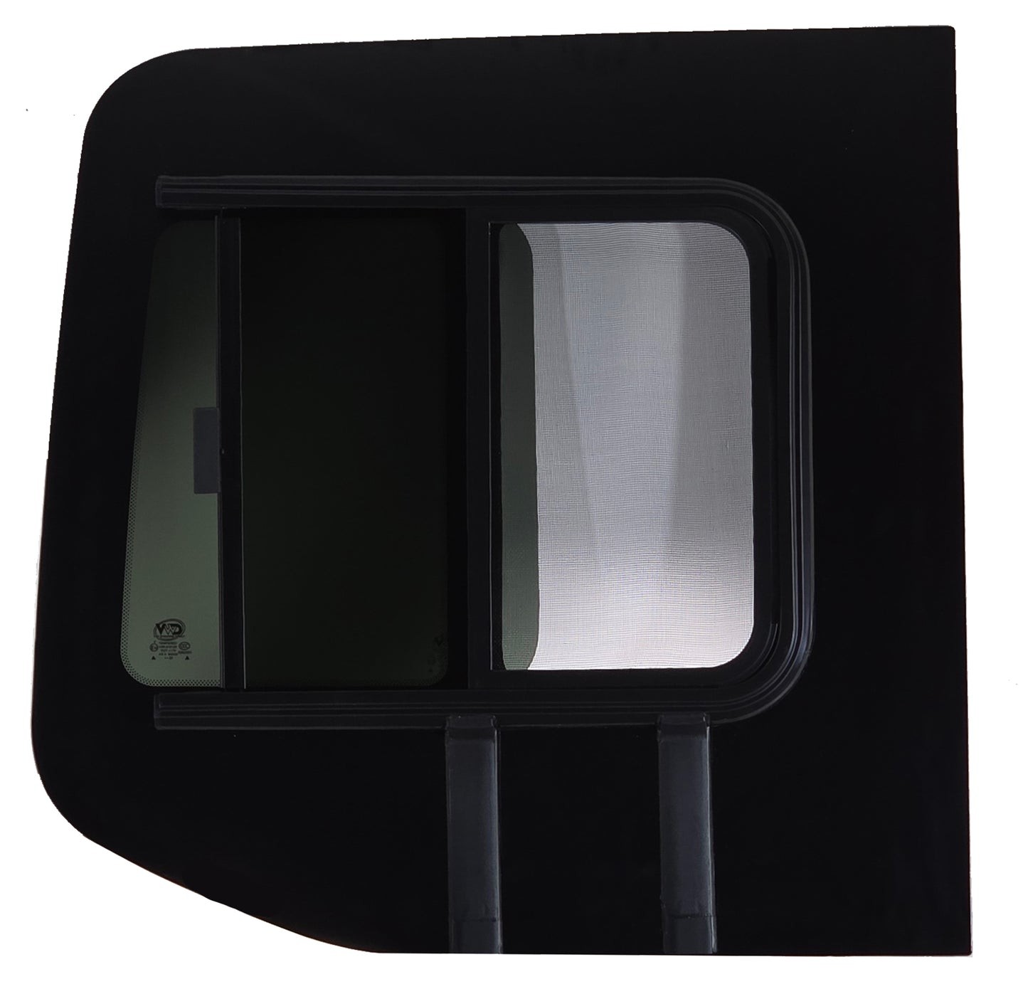 VWD SR119-SE - Mercedes Sprinter Passenger Side Rear Cargo Door Sliding Window (2019-2025)with Integrated Fly Screen