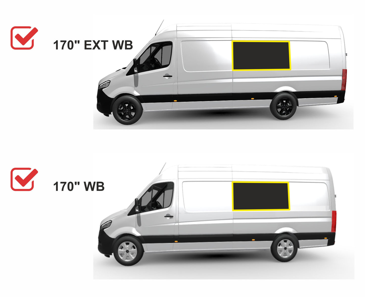 VWD SL102-F Mercedes Sprinter Middle Fixed Window (Driver Side | 170" & 170" EXT WB)