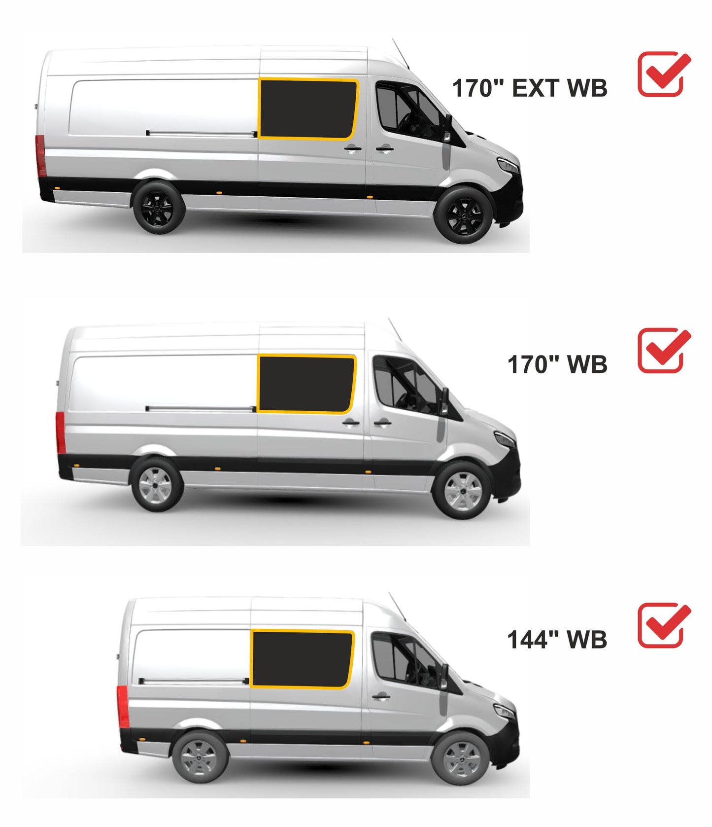VWD SR101-F Solid Fixed Glass Window — Passenger-Side Sliding Door, Mercedes-Benz Sprinter (2007+)