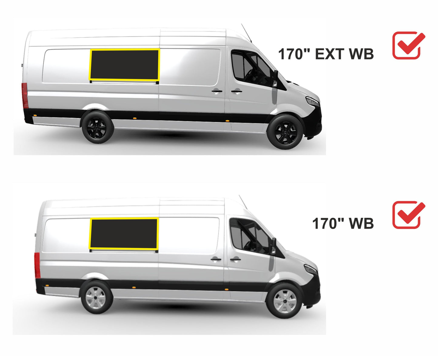 Mercedes Sprinter Cargo Van Passenger Side Middle Fixed Window Glass - Privacy Tinted