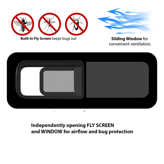 UNIVERSAL DRIVER SIDE SLIDING BUNK WINDOW 40″ x 15″ WITH FLY SCREEN