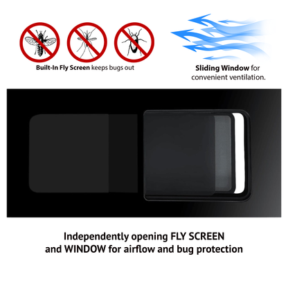 RAM ProMaster Passenger Side SLIDING Front Window with FLY SCREEN  for 2014- 2025 Models