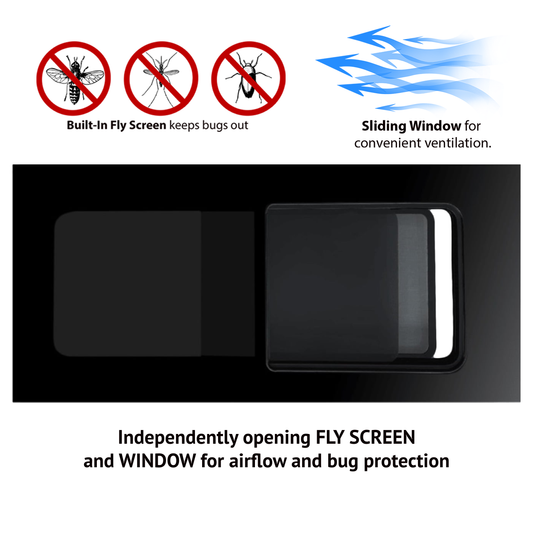 RAM ProMaster Passenger Side SLIDING Front Window with FLY SCREEN  for 2014- 2025 Models