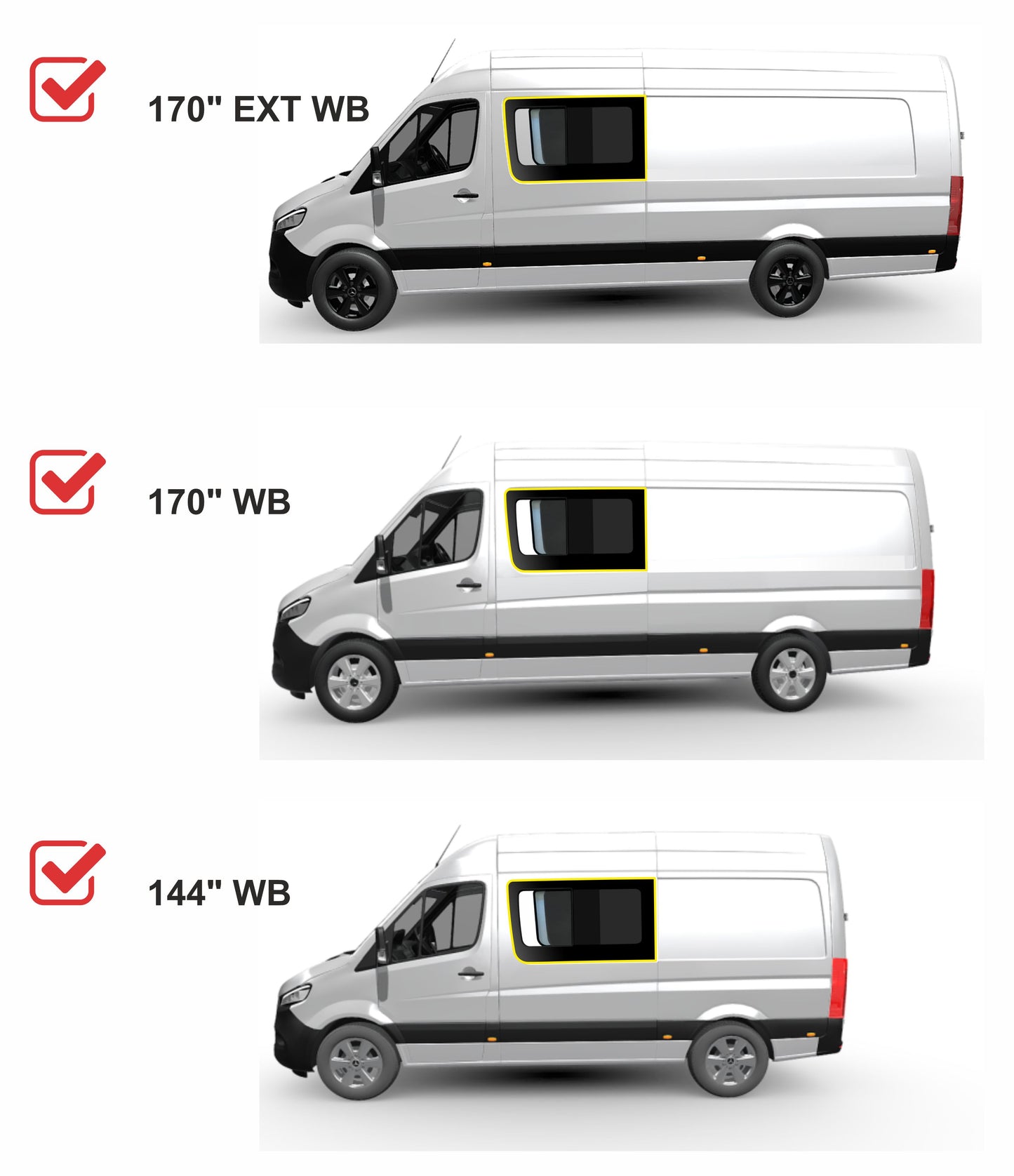 Mercedes Sprinter Driver Side First Sliding Window With Fly Screen