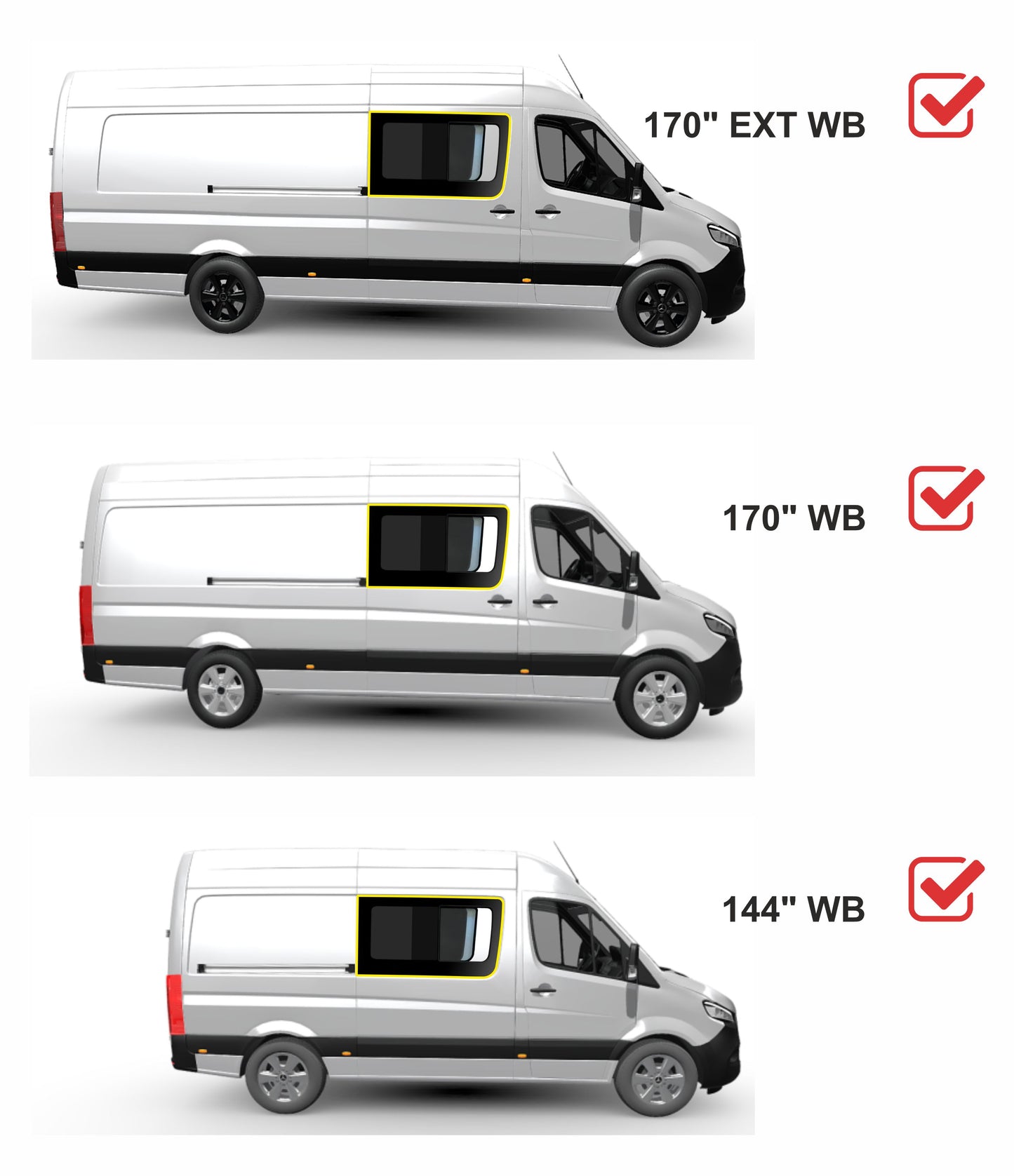 Mercedes Sprinter Passenger Side First Sliding Window With Fly Screen
