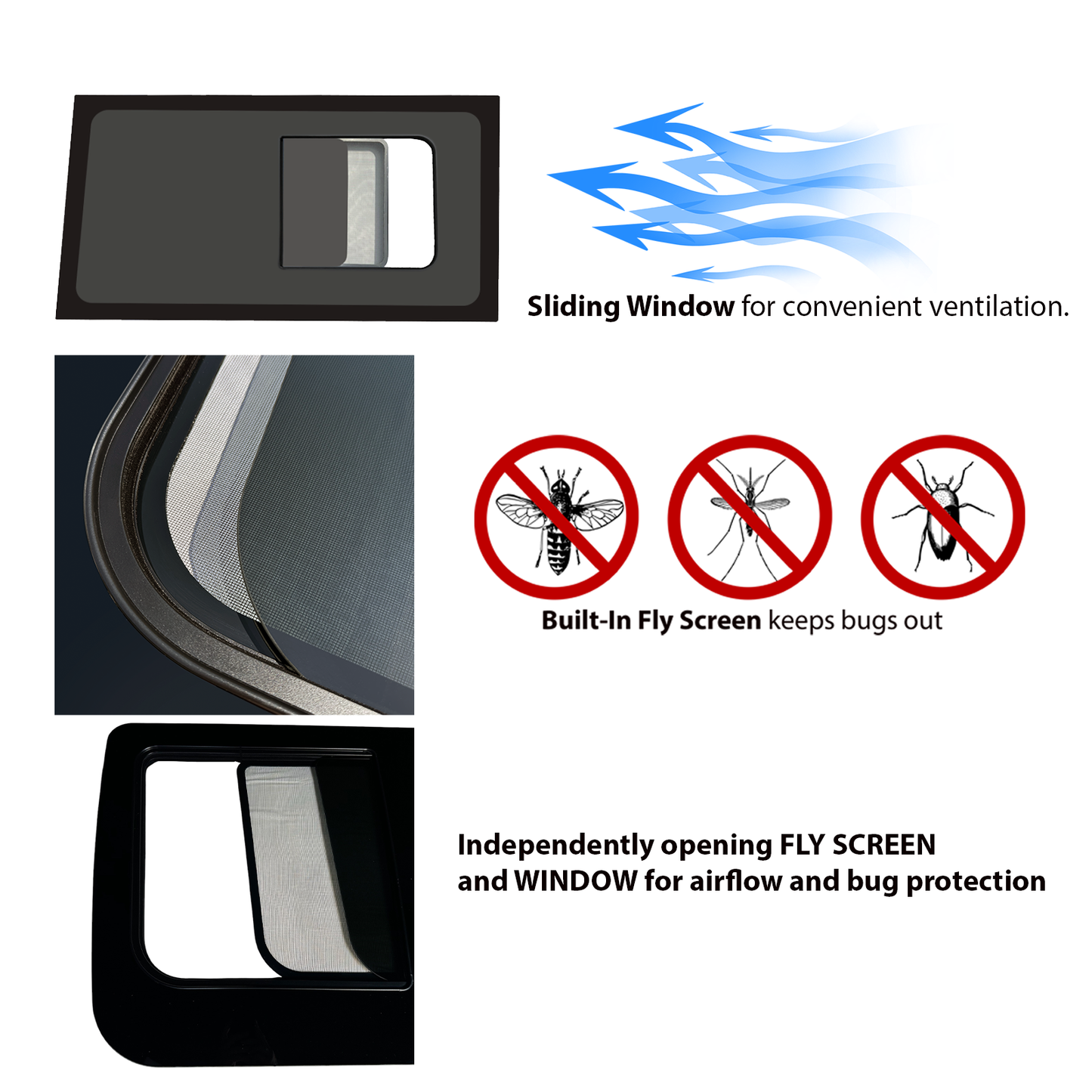 Mercedes Sprinter Passenger Side Middle Sliding Window With Fly Screen