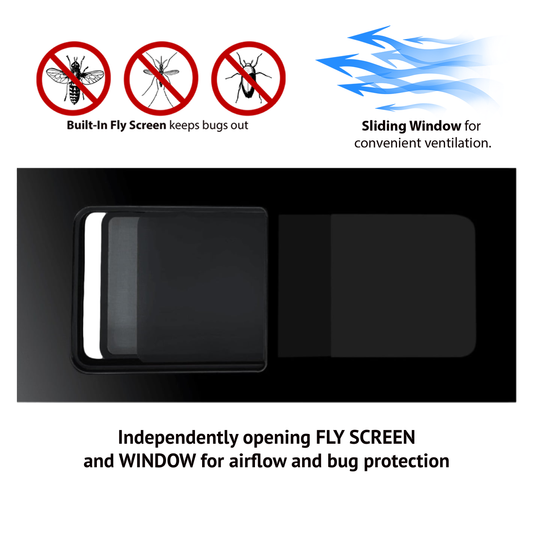 RAM ProMaster Driver Side SLIDING Front Window with FLY SCREEN  for 2014- 2025 Models