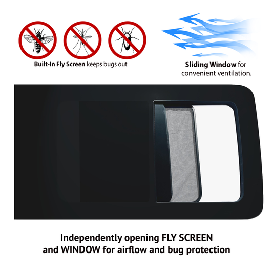 Ford Transit Passenger  Side Sliding  Window With Built-in Fly Screen for 2015 – 2025 Models (Copy)