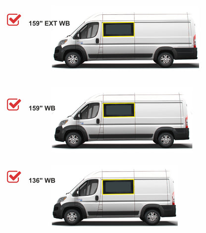 RAM ProMaster Driver Side Front SOLID Window for 2014- 2025 Models