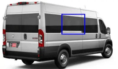 VWD RR302-F Solid Fixed Glass Window — Passenger-Side Middle Position, RAM ProMaster 159"-159"EXT WB 2014-2026