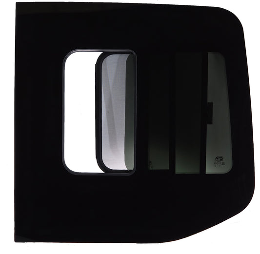 VWD SR119-SE SE-Series Sliding Van Window — Passenger-Side Rear Cargo Door, Mercedes-Benz Sprinter (2019–2026) with Integrated Fly Screen