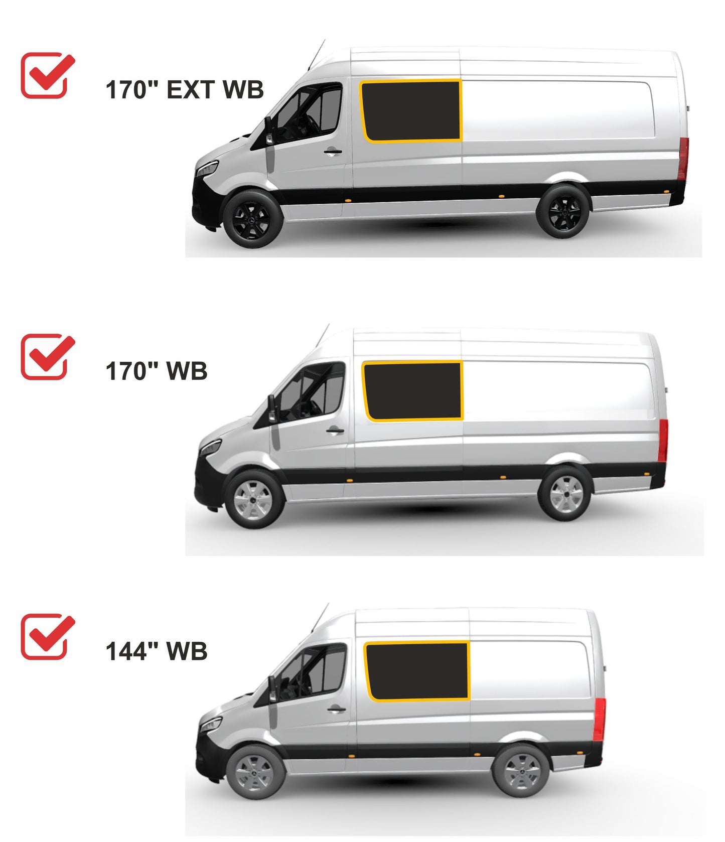 Mercedes Sprinter Cargo Van Driver Side First Fixed Window Glass - Privacy Tinted