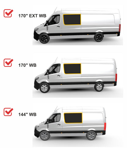 Mercedes Sprinter Cargo Van Driver Side First Fixed Window Glass - Privacy Tinted