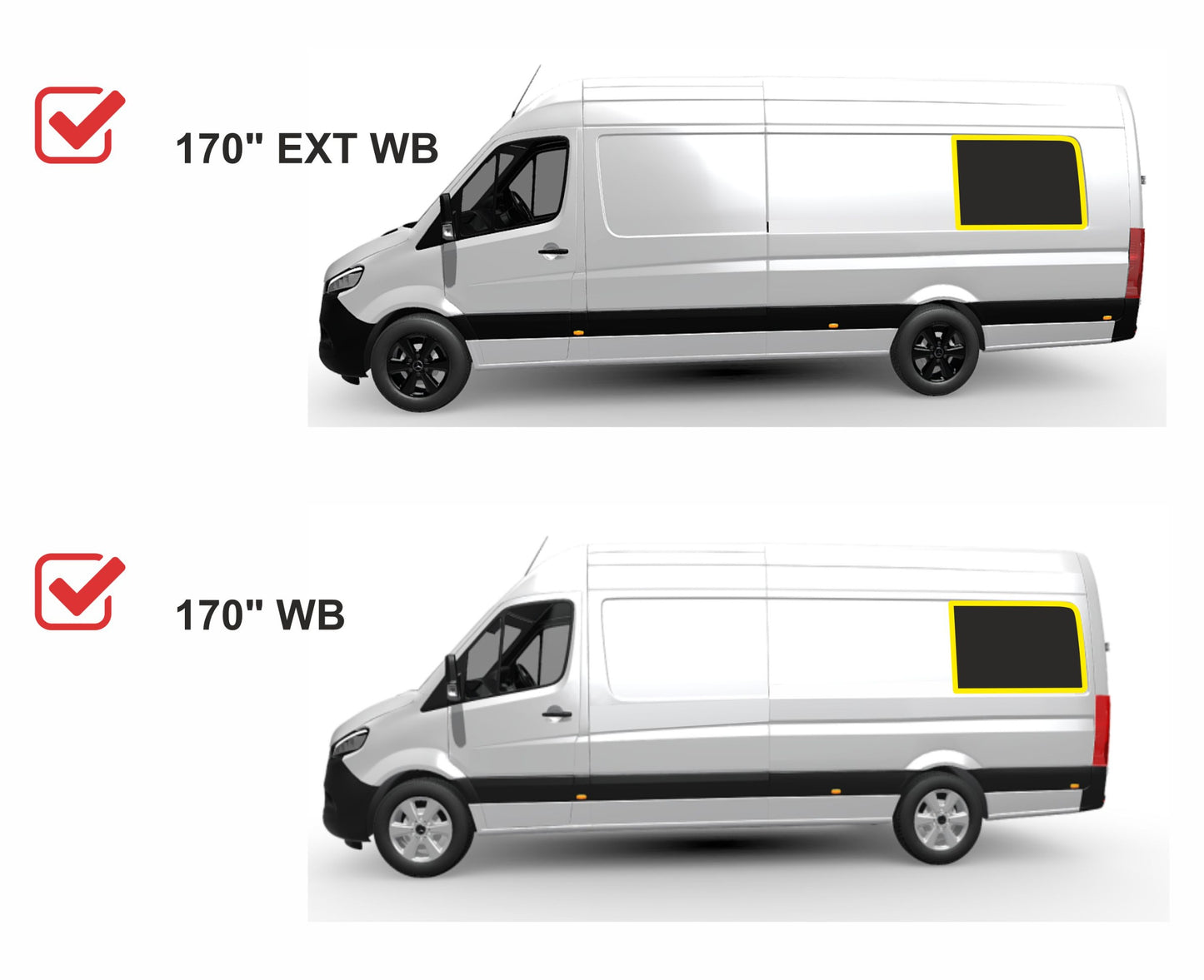 Mercedes Sprinter Cargo Van Driver Side Rear Quarter Fixed Window Glass - Privacy Tinted
